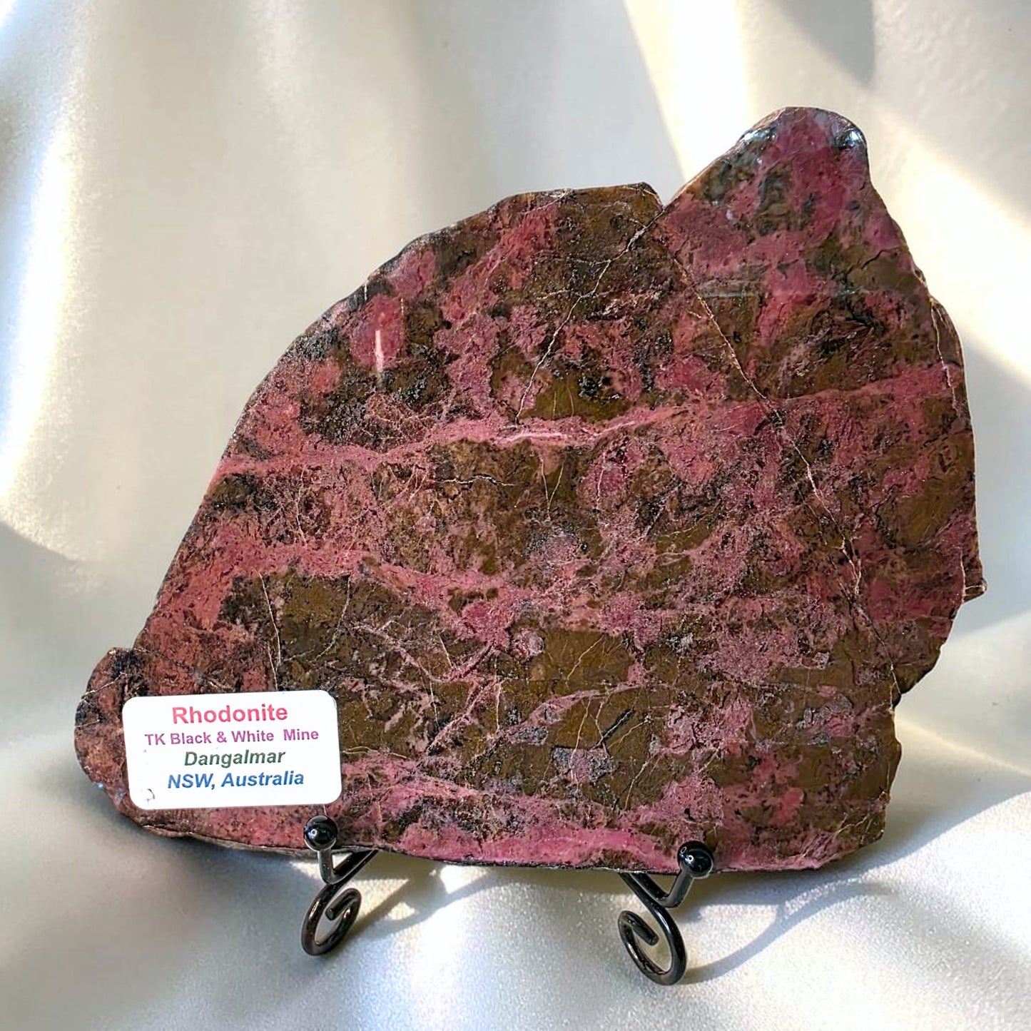 Large Collector Australian Rhodonite Slab - Dangalmar NSW - 408g, 15.4cm