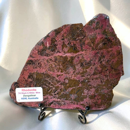 Large Collector Australian Rhodonite Slab - Dangalmar NSW - 408g, 15.4cm