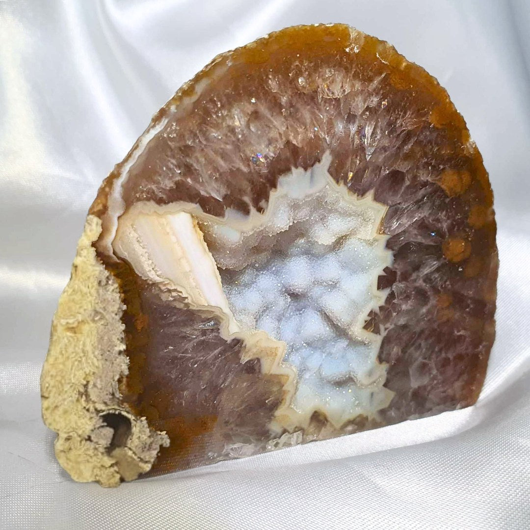 Natural Sparkling Botryoidal Agate Cut Base