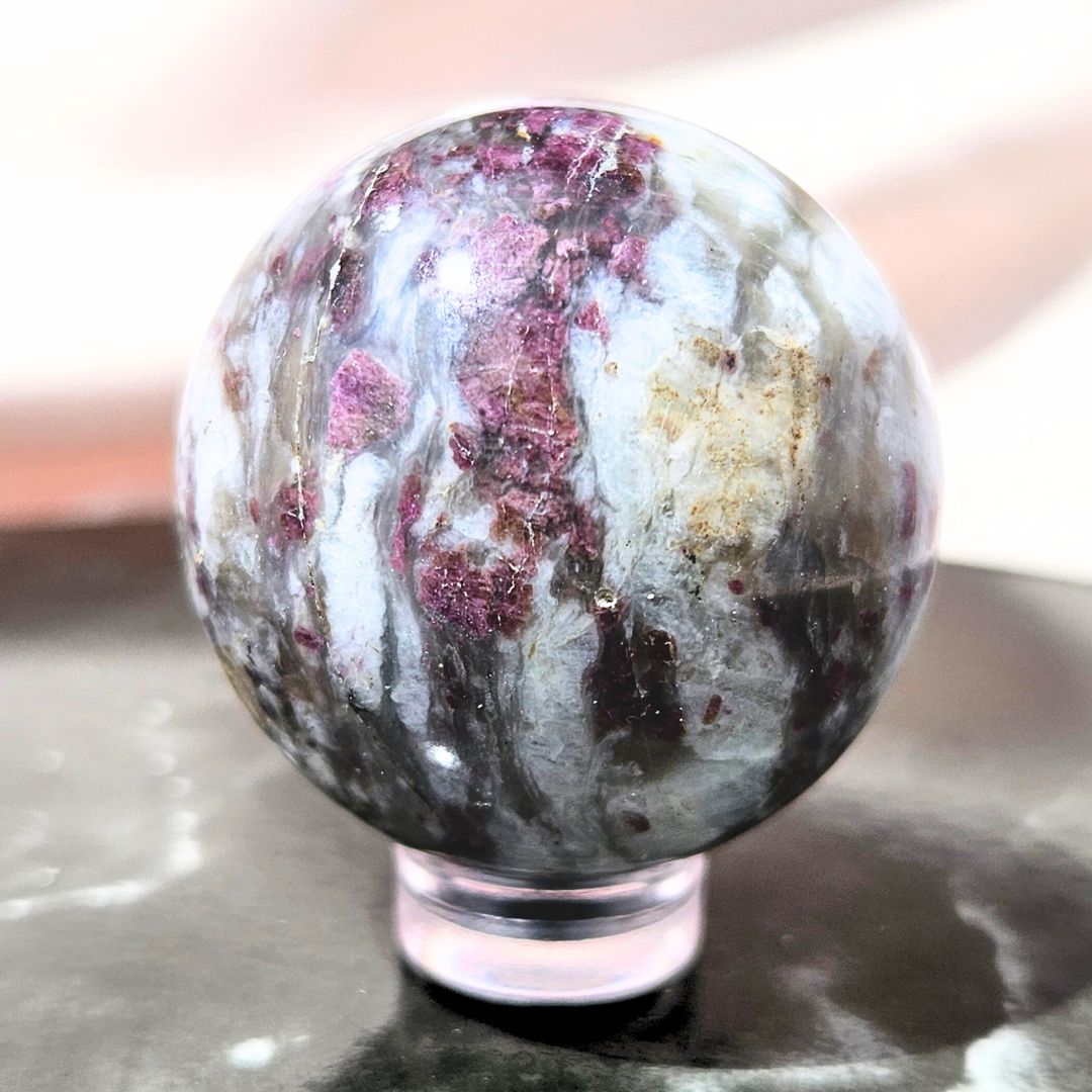 Rubellite Tourmaline in Feldspar Sphere
