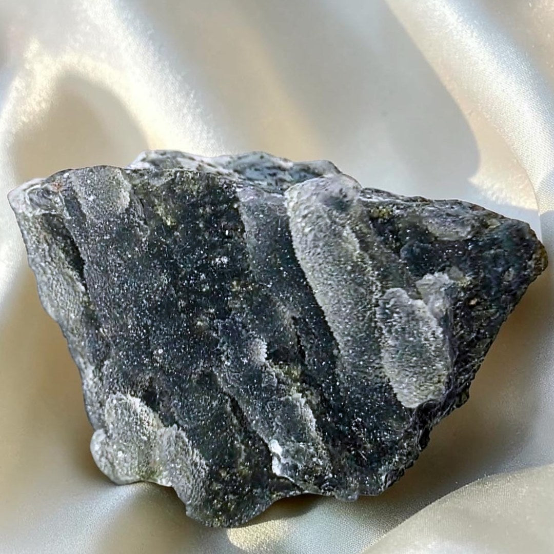 Black Stalactitic Chalcedony with Apophyllite Crystal Specimen