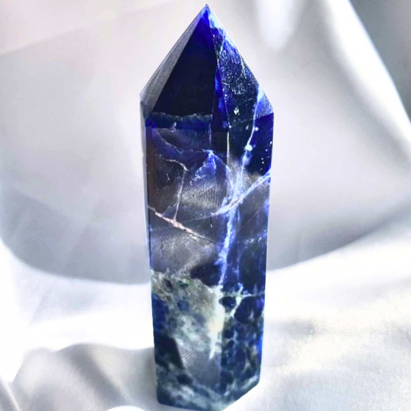 High Grade Sodalite Tower Point with Silver Flash