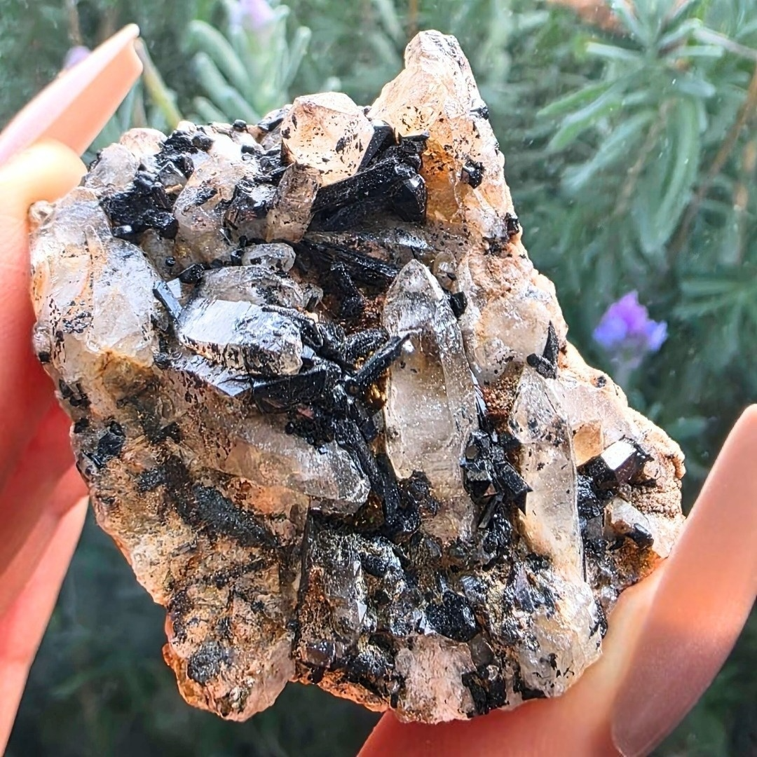 Green Aegirine with Smoky Quartz on Orthoclase Cluster - Malawi