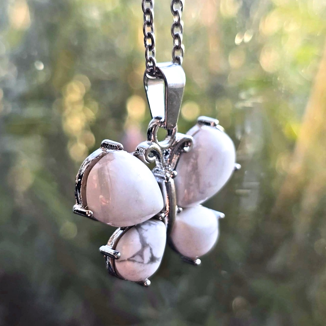 Howlite Crystal Butterfly Necklace