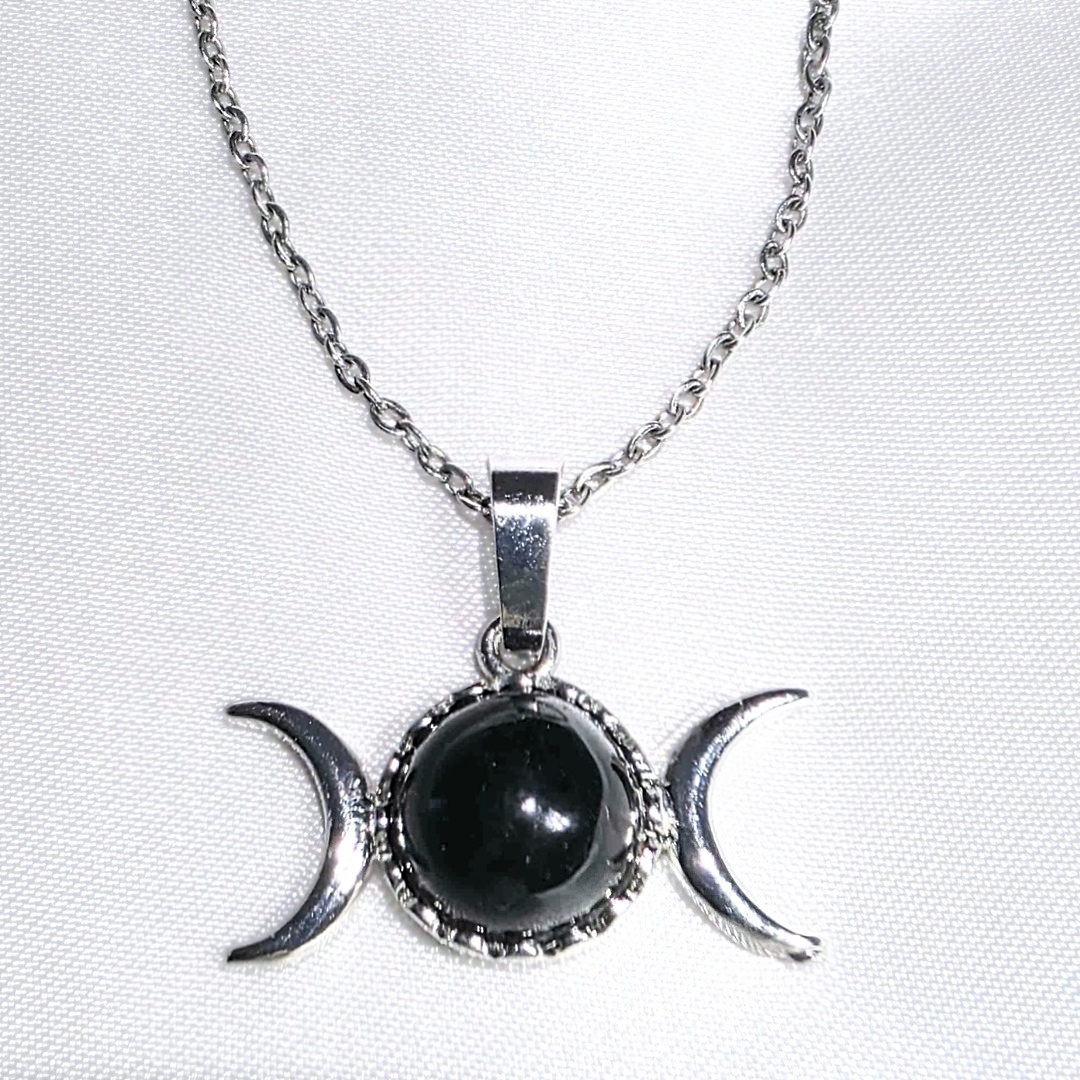 Obsidian Triple Moon Necklace
