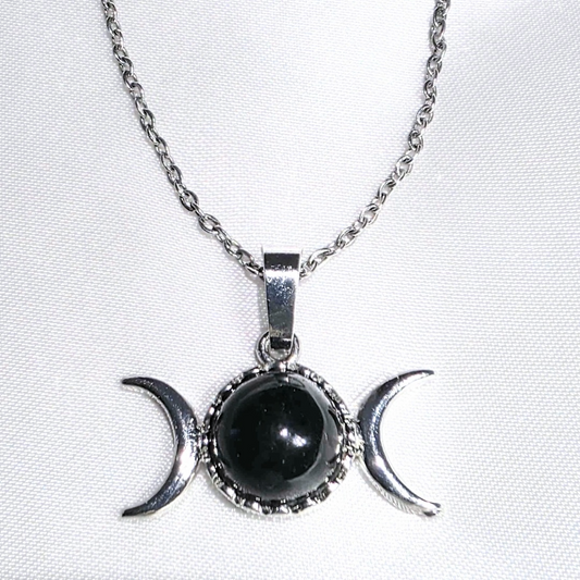 Obsidian Triple Moon Necklace