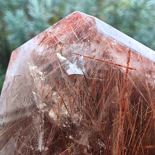 Red & Copper Rutilated Smoky Quartz Freeform with Rainbows - 145g