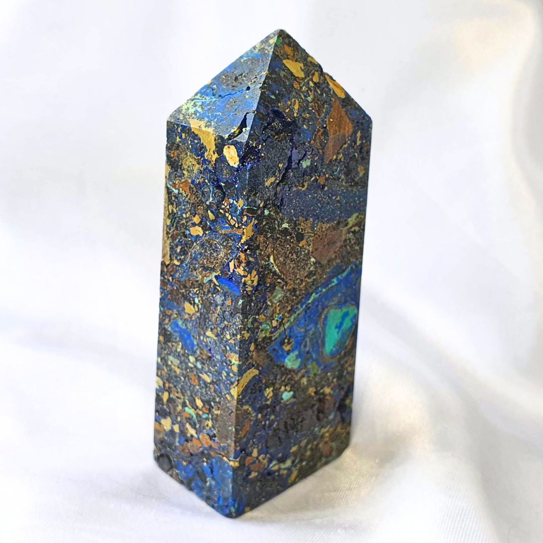 Druzy Azurite with Chrysocolla Tower Point