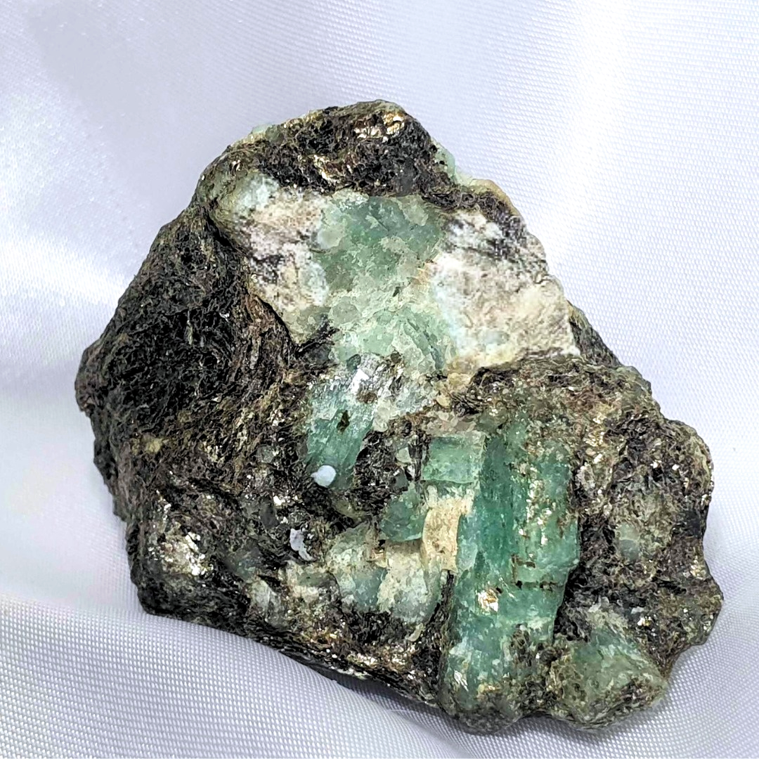 Emerald in Biotite Mica Crystal Cluster