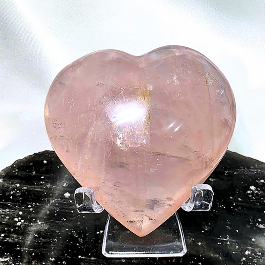 Large Rose Quartz Puffy Heart - includes stand