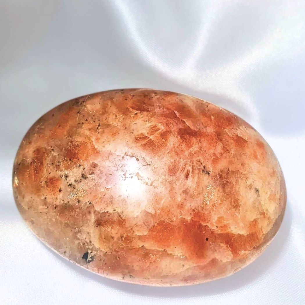 Sunstone & Smoky Quartz Palm Stone with Gold Flash