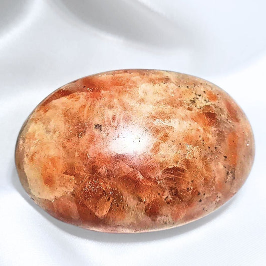 Sunstone & Smoky Quartz Palm Stone with Gold Flash