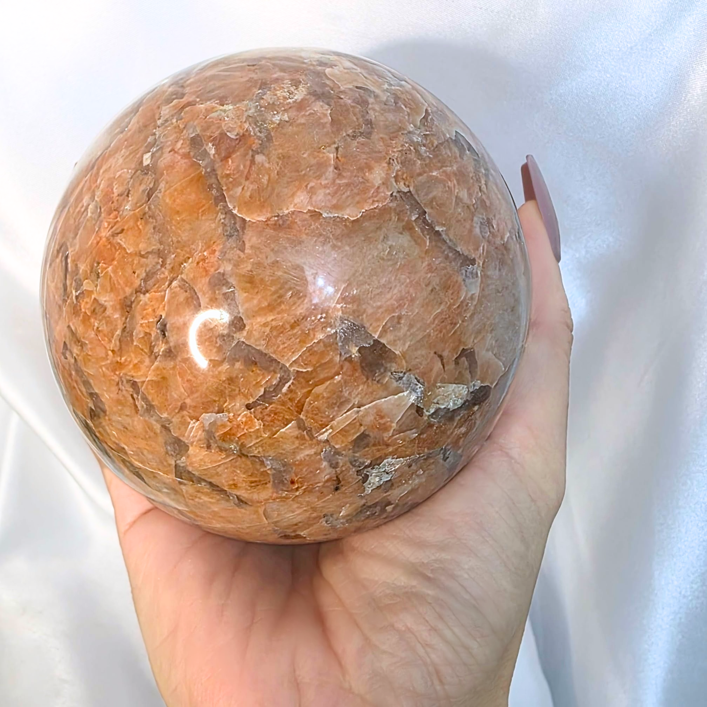 Large Display Peach Moonstone Sphere - 980g