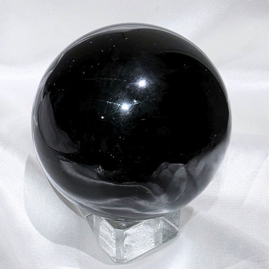 Large Black Obsidian Sphere - 341g