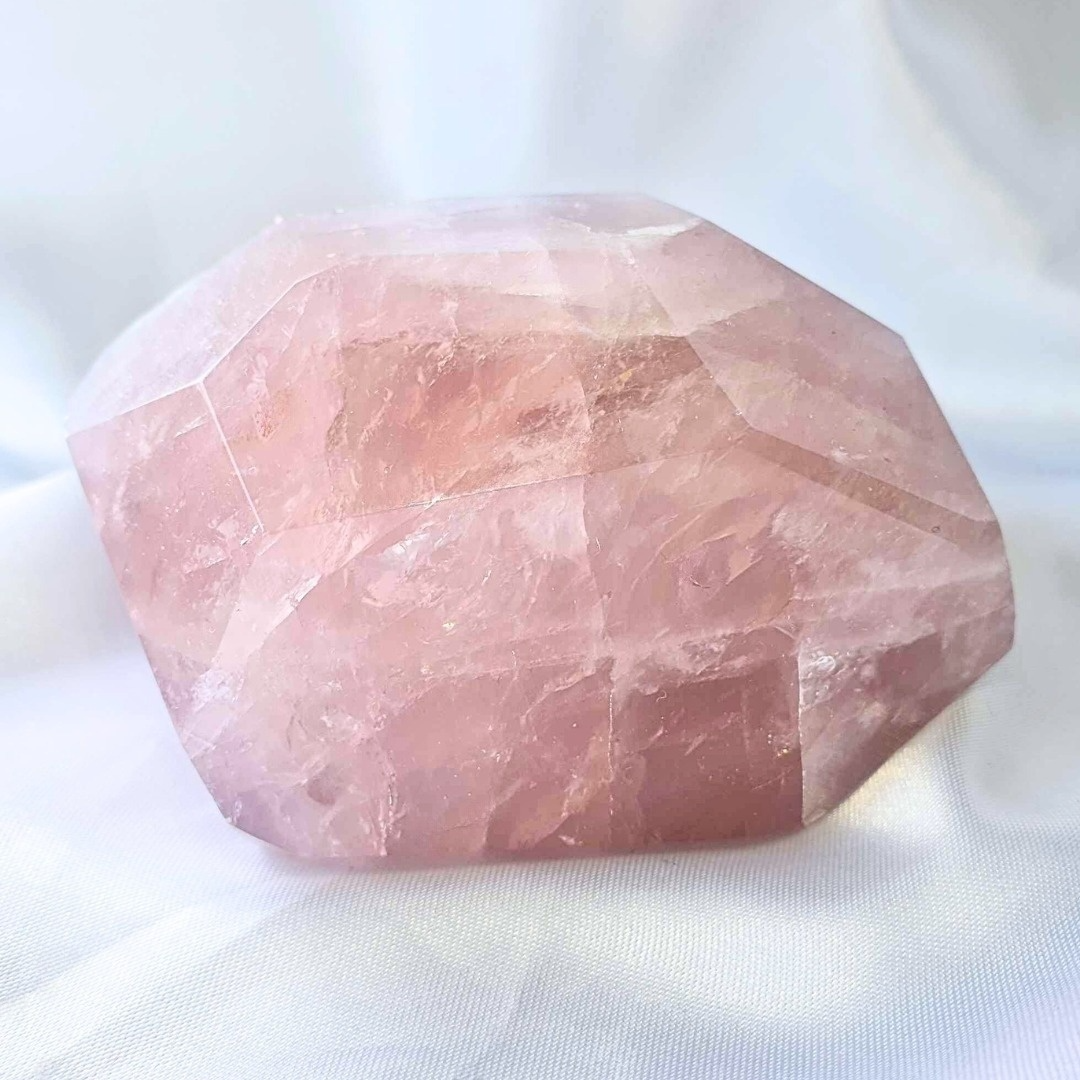 Large Gemmy Rose Quartz Free Form with Rainbows - 200g