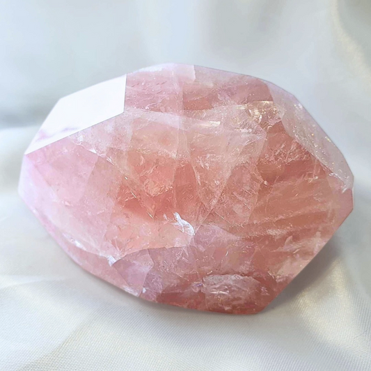 Large Gemmy Rose Quartz Free Form with Rainbows - 200g