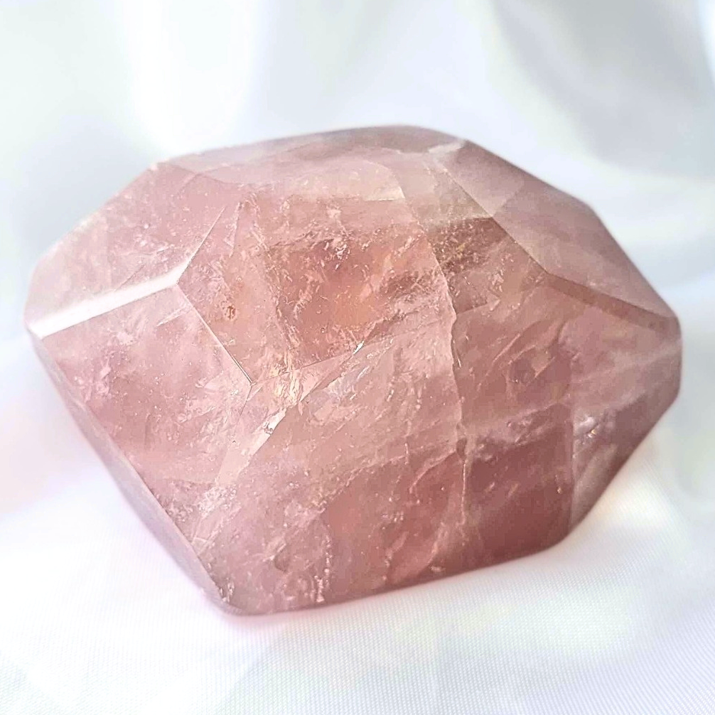 Large Gemmy Rose Quartz Free Form with Rainbows - 200g