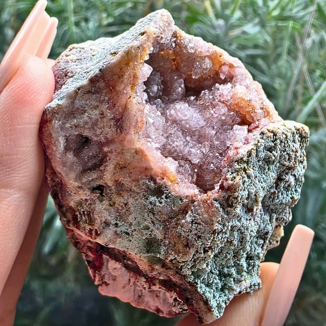 Pink Amethyst & Green Celadonite Cluster