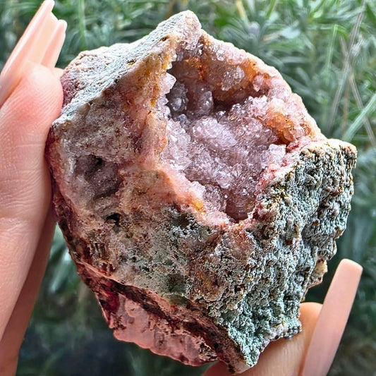 Pink Amethyst & Green Celadonite Cluster