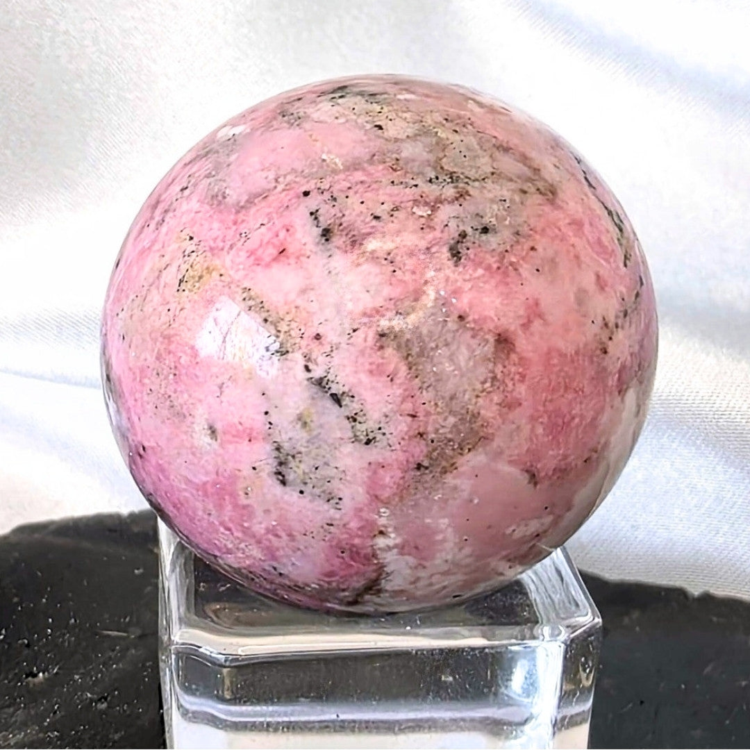 Rare Peruvian Rhodonite Crystal Sphere