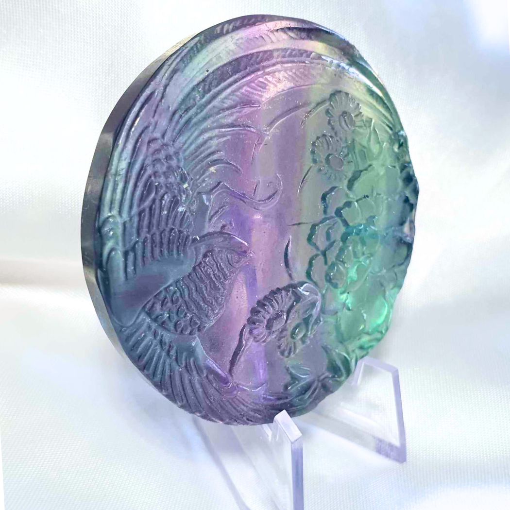 Rainbow Fluorite Scenic Carving - includes stand