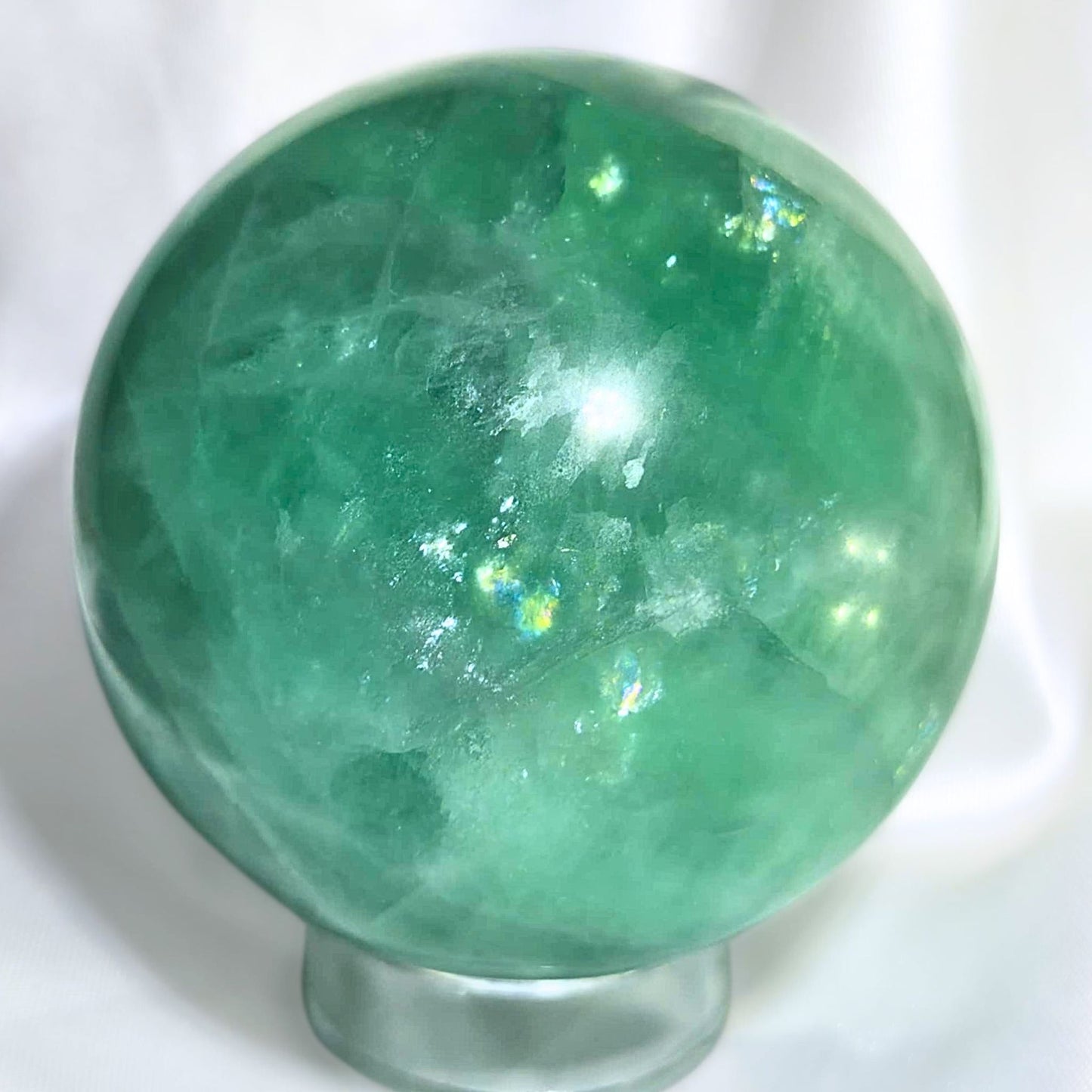 Mint Green Fluorite Crystal Sphere with Rainbows - 405g