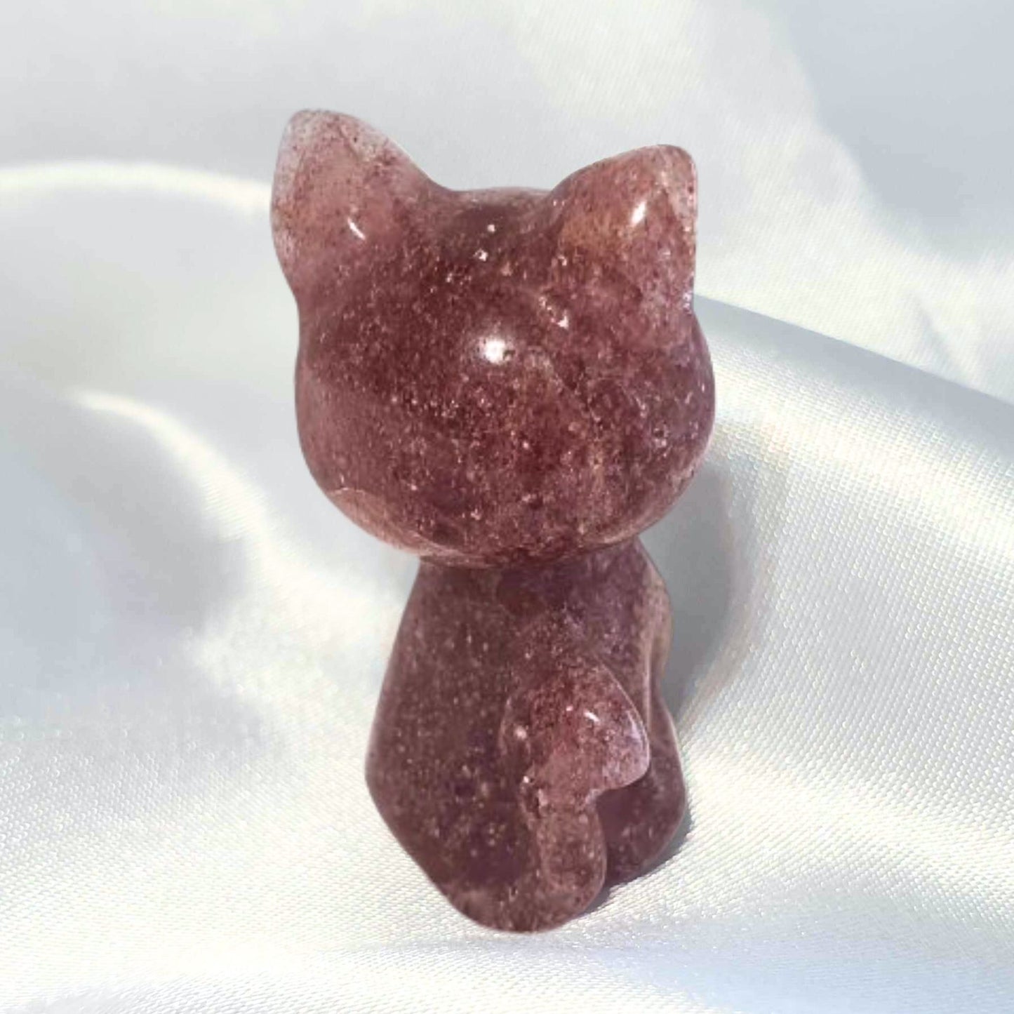 Strawberry Quartz Cat Carving