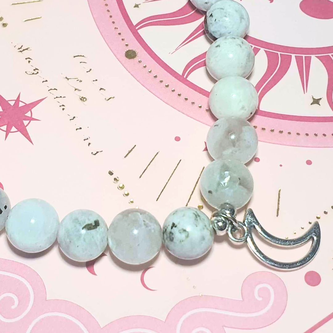 Rainbow Moonstone Bracelet with 8mm Crystal Beads