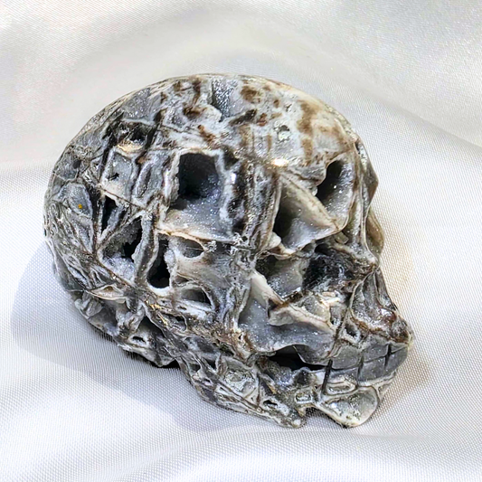 High Grade Hand-Carved Druzy Sphalerite Quartz Skull
