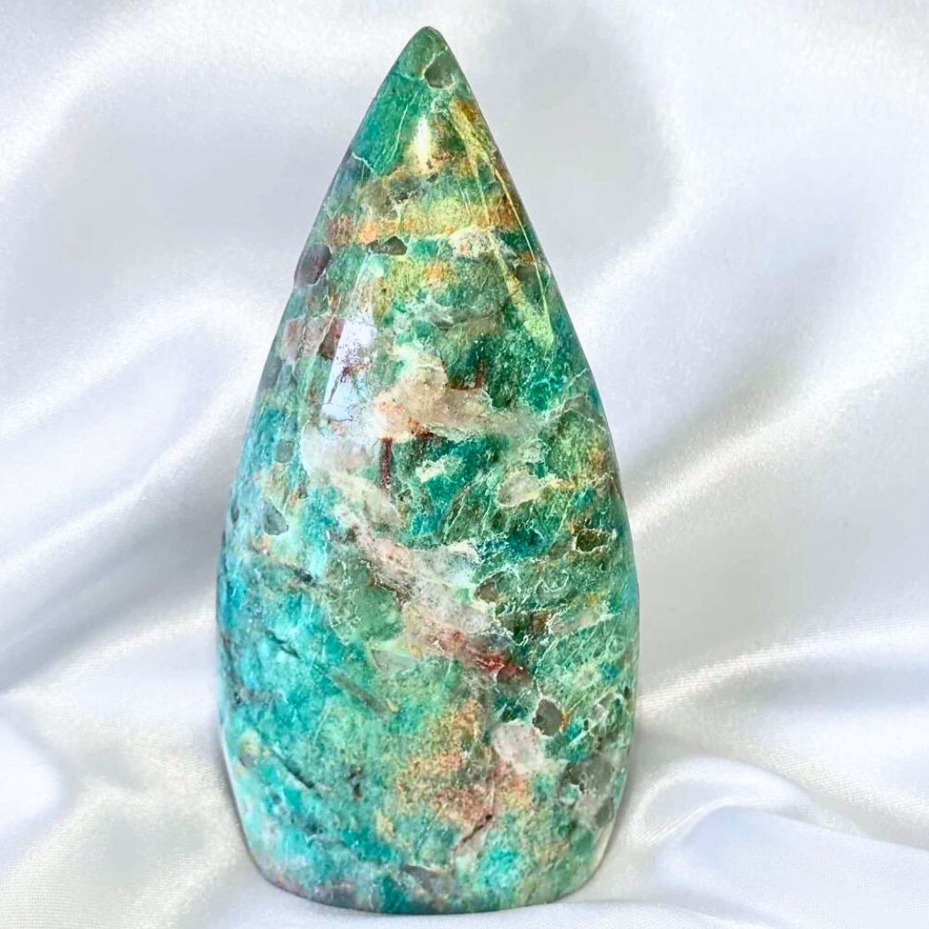 Large Amazonite & Smoky Quartz Free Form with Cats Eye Flash - 280g