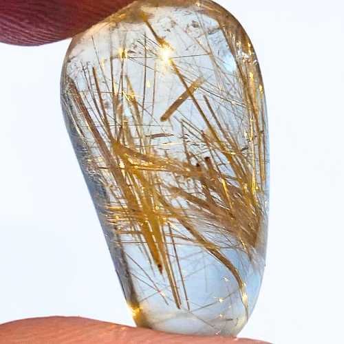 High Grade Golden Rutilated Quartz Pebble 1 - (Case Included)