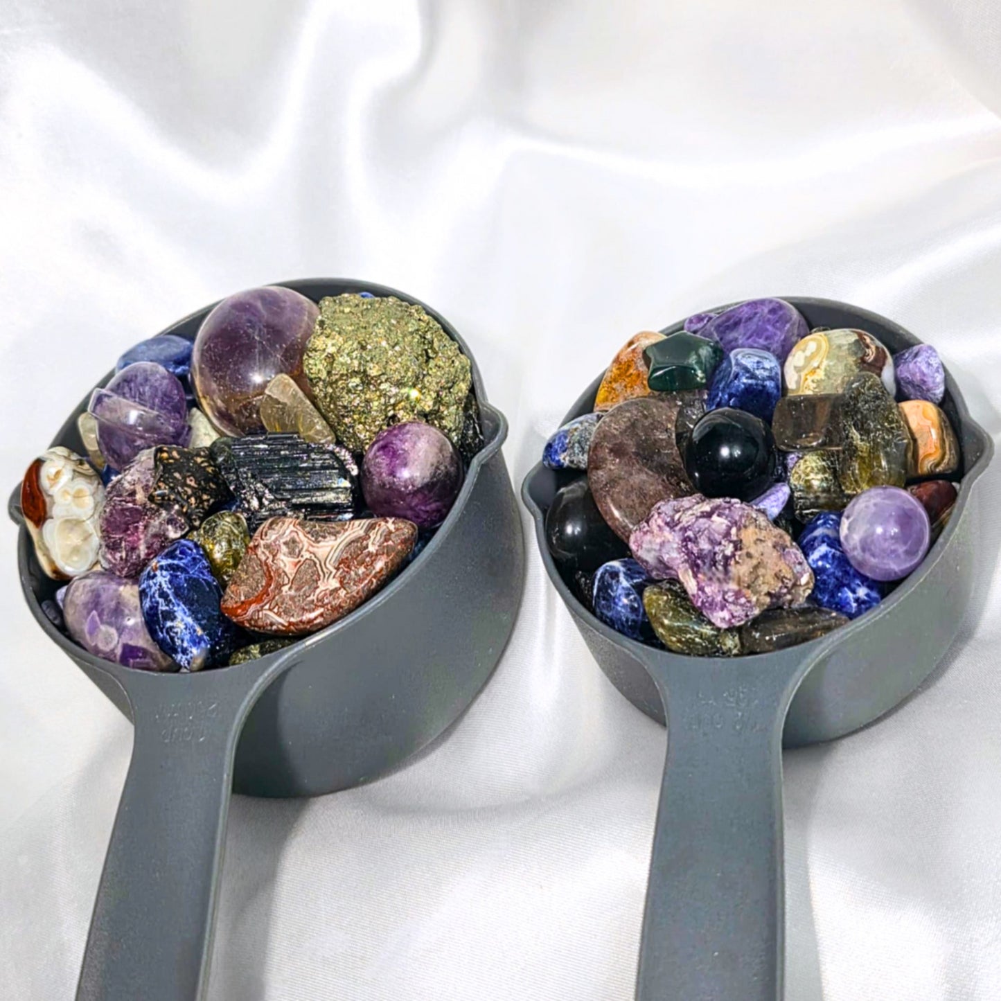 Galaxy Crystal Confetti Scoop example showing a mix of genuine crystal tumbles, chips and miniature carvings