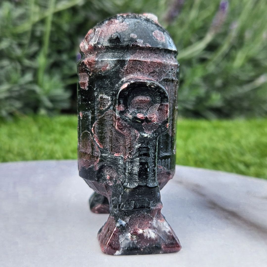 Garnet R2D2 Crystal Carving
