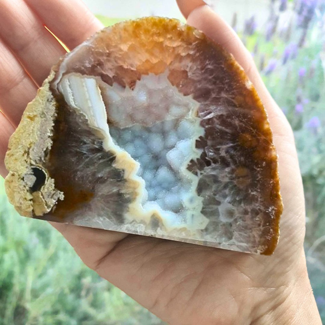 Natural Sparkling Botryoidal Agate Cut Base