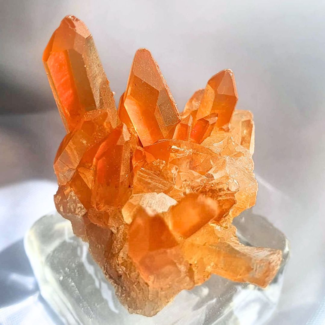 Natural Tangerine (Hematite) Quartz Cluster - Brazil