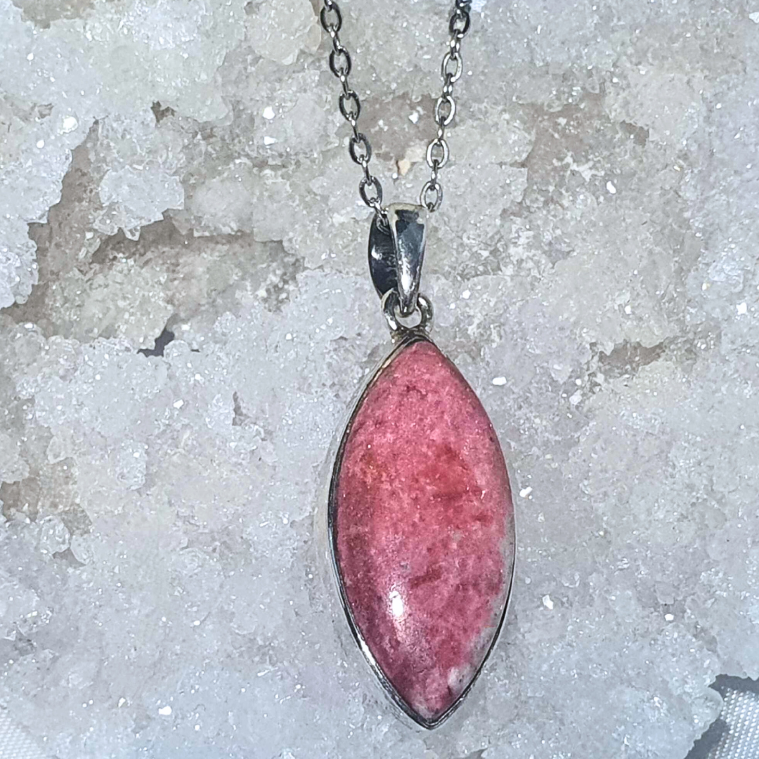 Solid 925 Sterling Silver Thulite Necklace - Norway