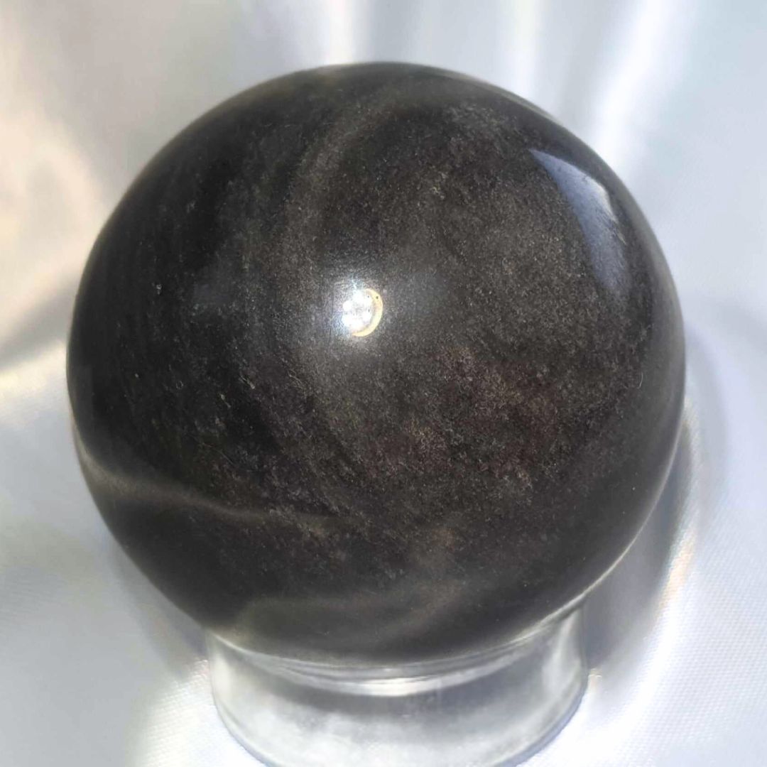 Extra Grade Silver Sheen Obsidian Sphere - includes holder