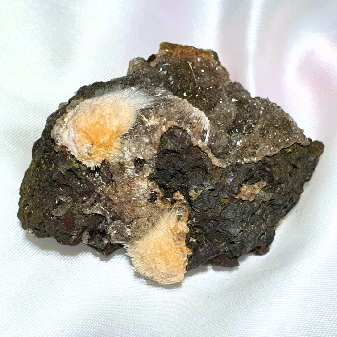 Thomsonite with Mesolite & Druzy Chalcedony Crystal Cluster