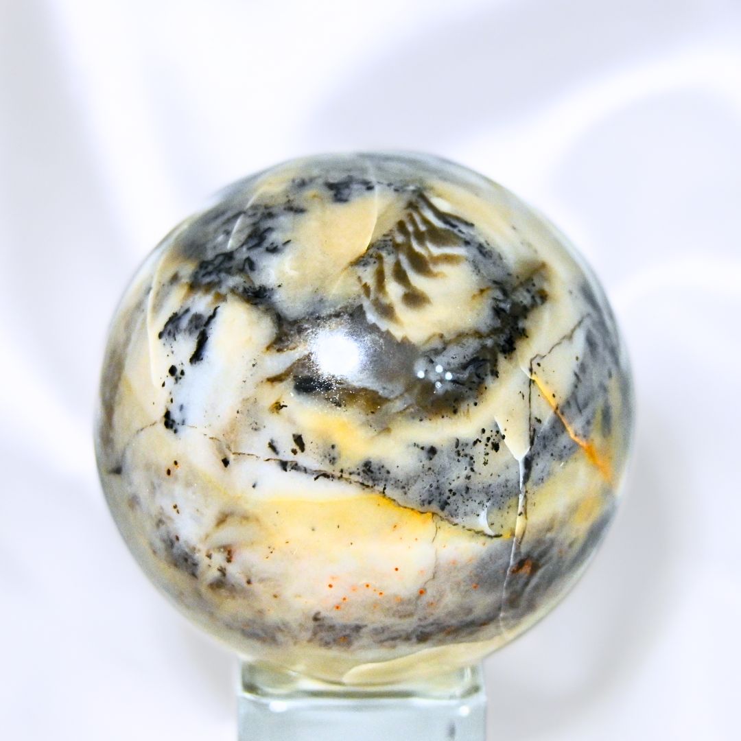 Volcano Agate Sphere with Dendrites - UV reactive