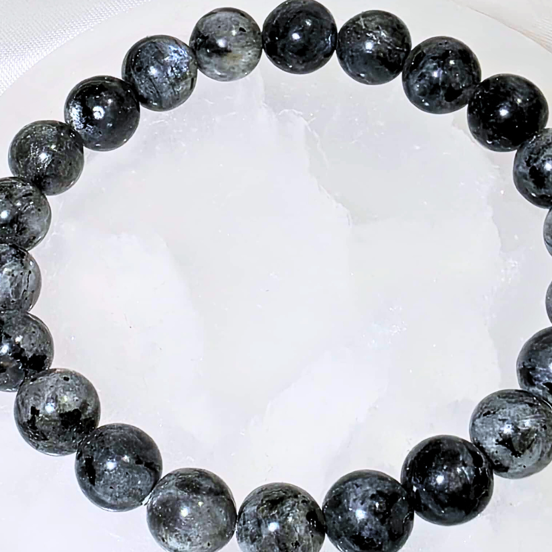 Larvikite 8mm Crystal Bracelet with High Blue Flash
