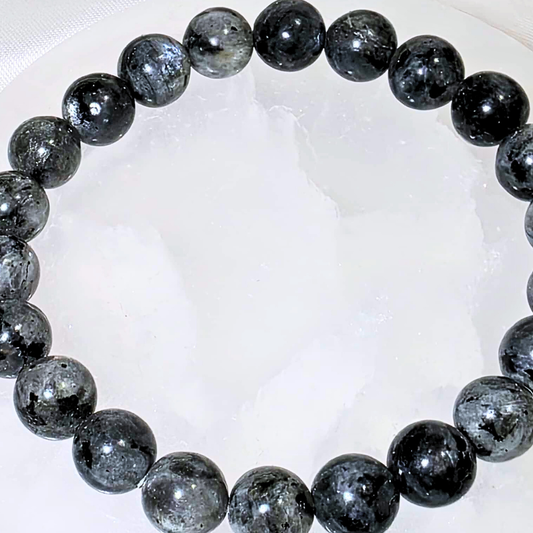 Larvikite 8mm Crystal Bracelet with High Blue Flash