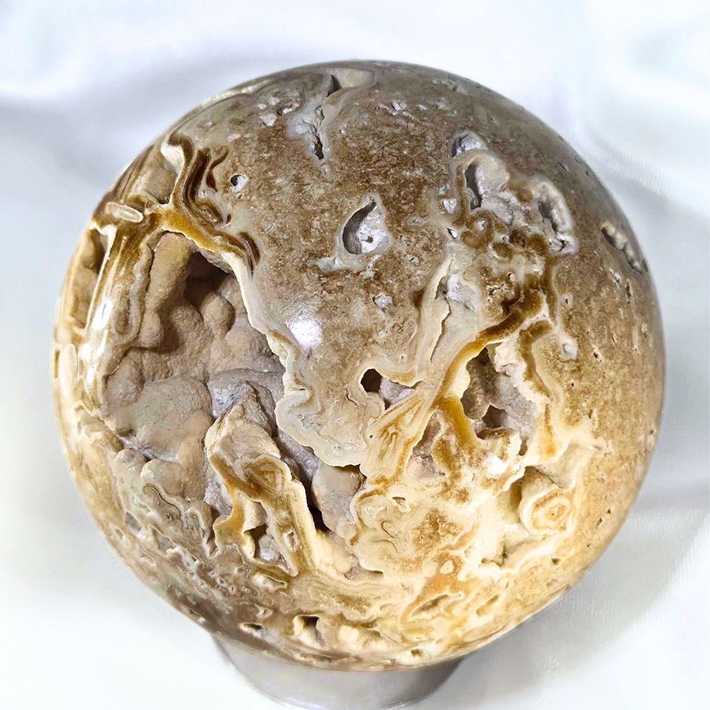 Large High Grade Chocolate Calcite (Brown Aragonite) Sphere - 7.3cm