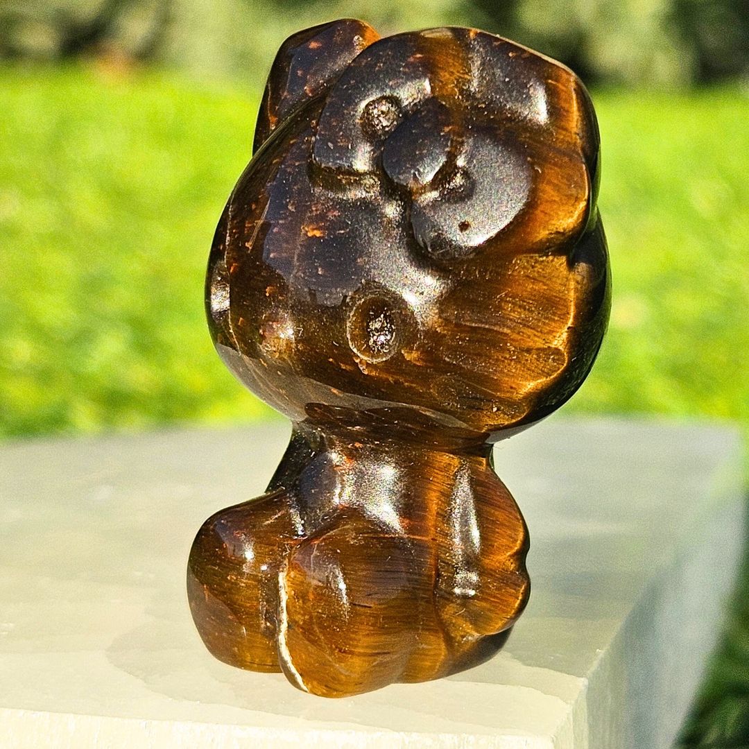 Tigers Eye Hello Kitty Crystal Carving