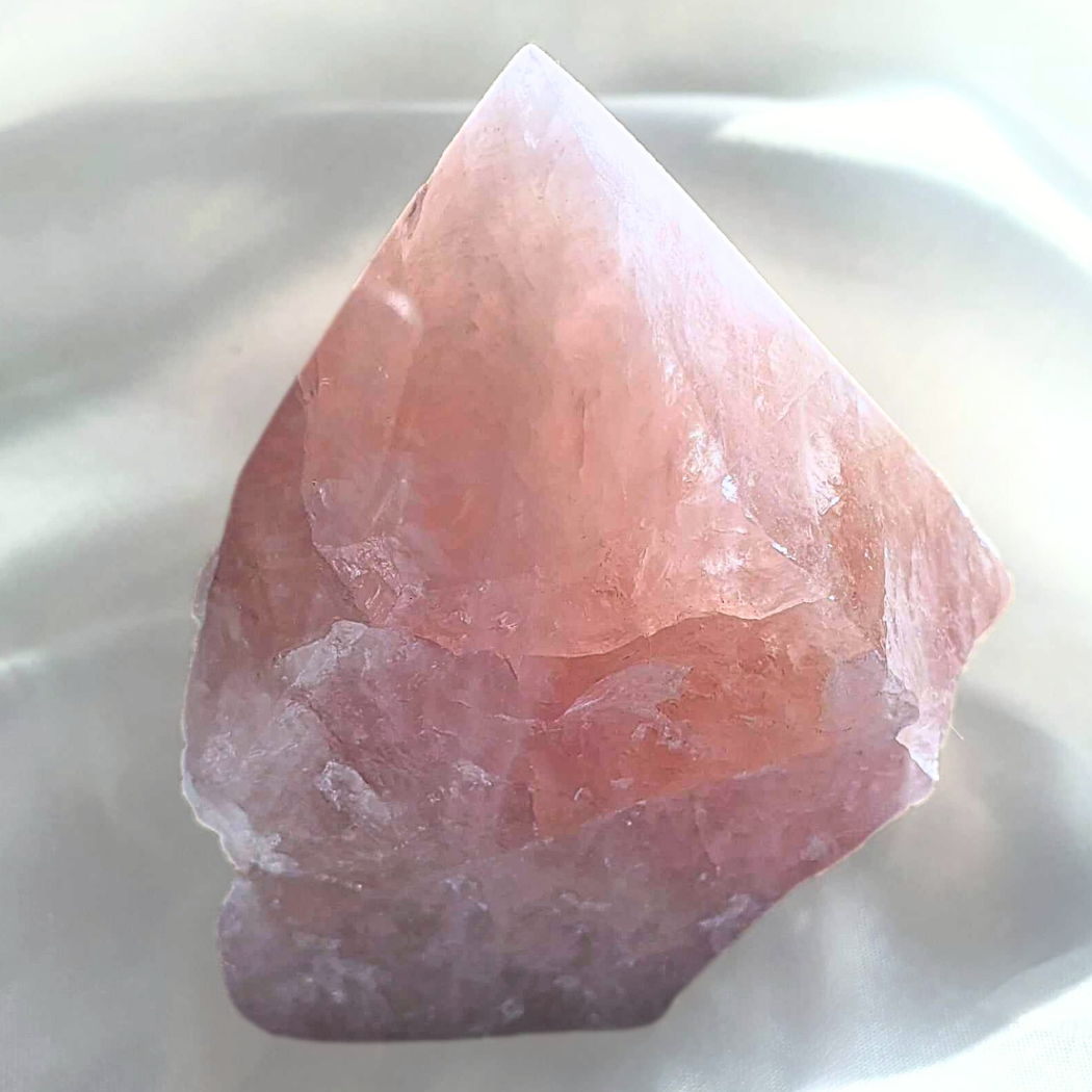 Rose Quartz & Hematite Semi-Polished Cut Base - 292g