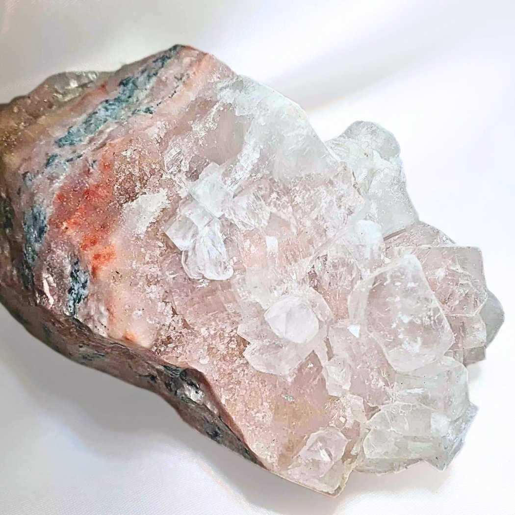 Pink Sugar Cubic Apophyllite, Peach Stilbite & Zeolite Cluster - 360g