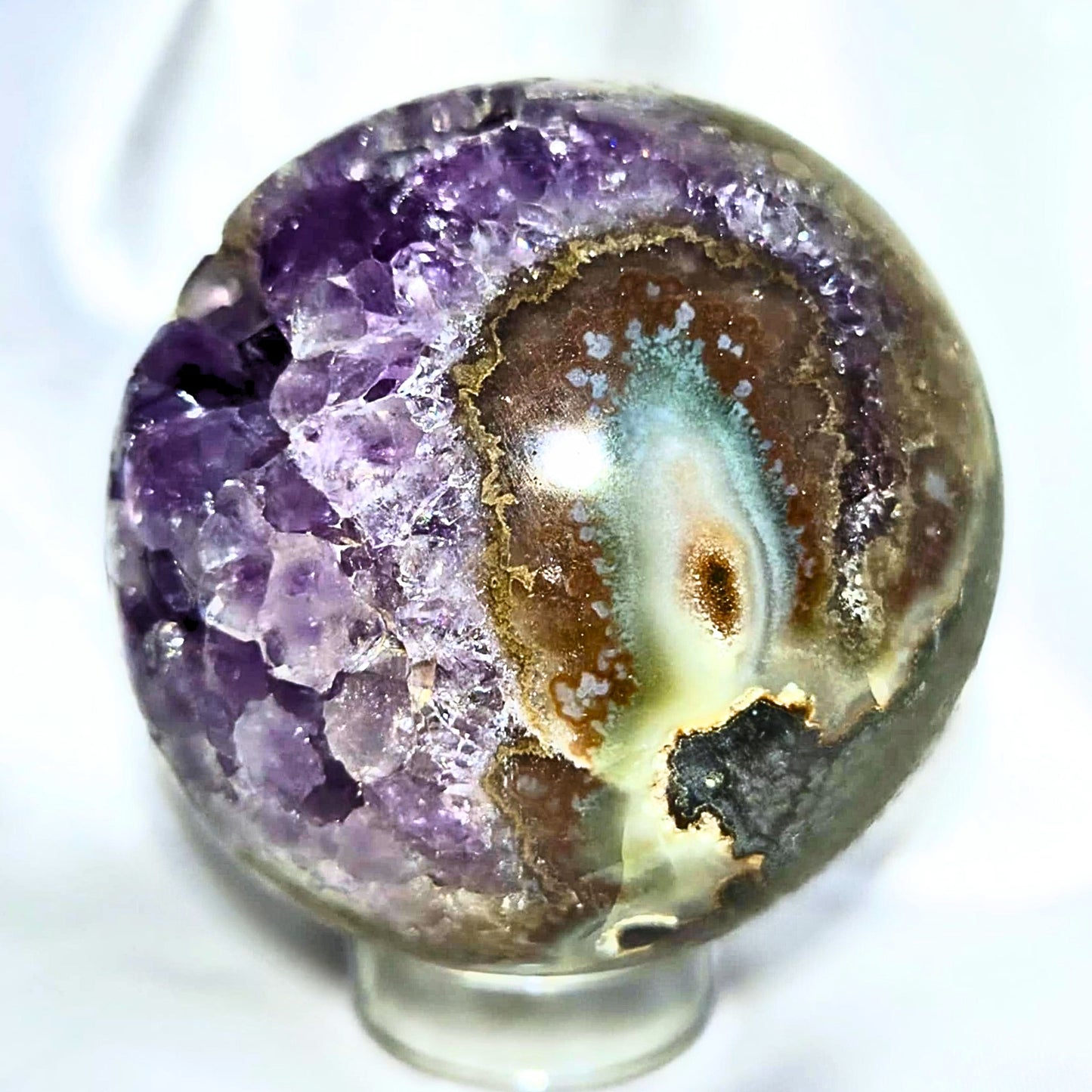 Large Open Amethyst with Stalactites Sphere - 397g