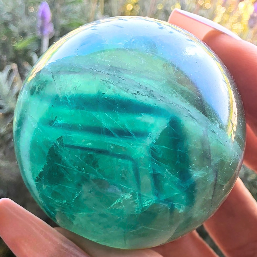 Green-Blue Fluorite Sphere with Phantoms - 198g