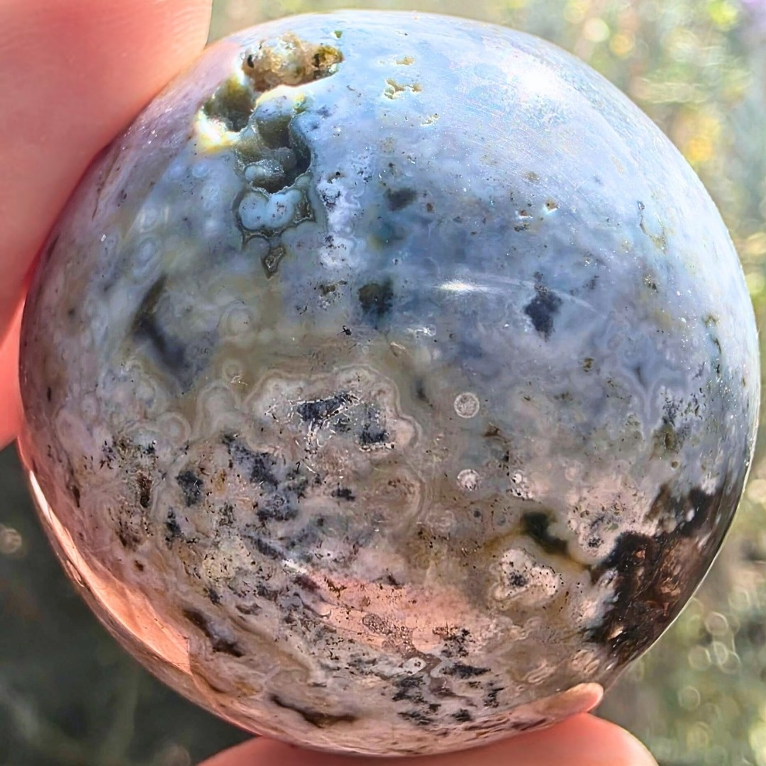 Druzy Orbicular Ocean Jasper Crystal Sphere - 84g