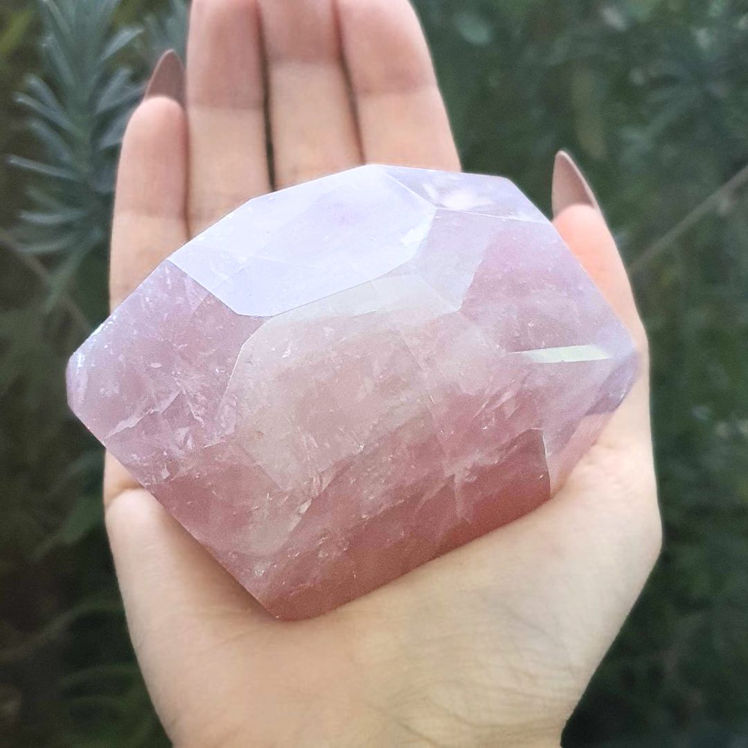 Large Gemmy Rose Quartz Free Form with Rainbows - 200g