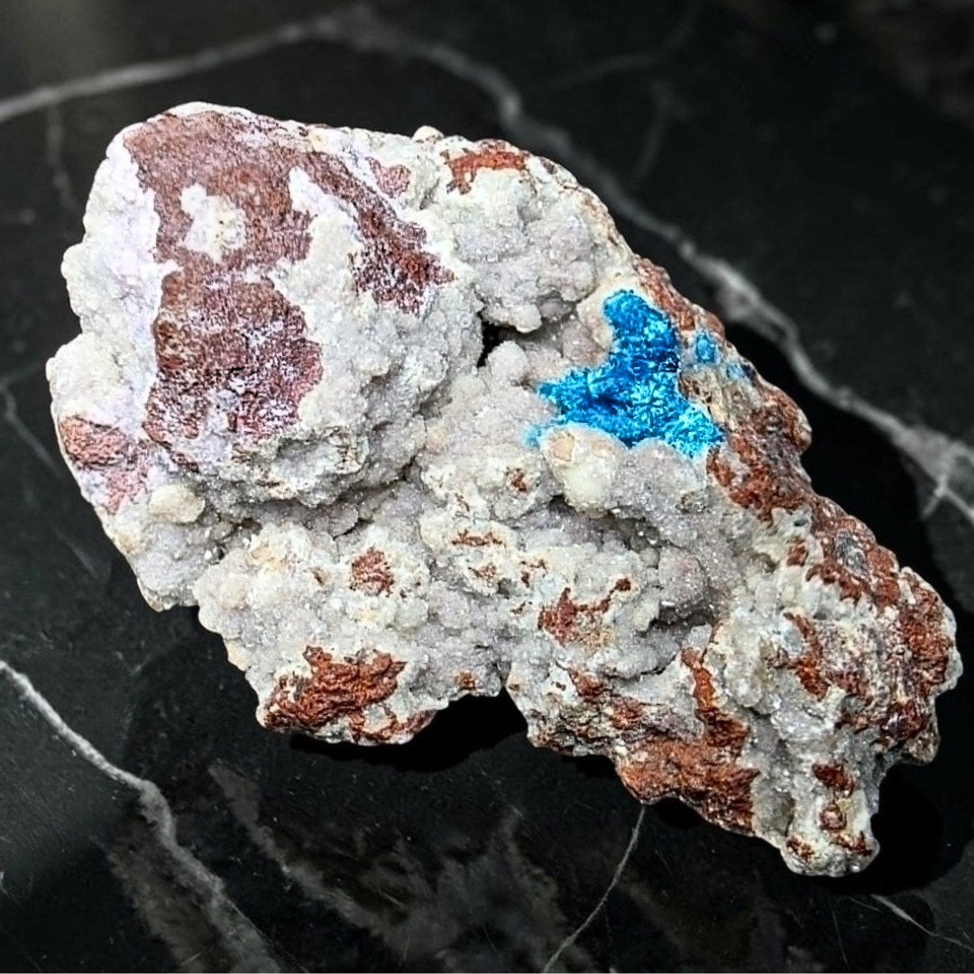 Rare Pentagonite on Grey Druzy Chalcedony - Pune, India (7.1cm)
